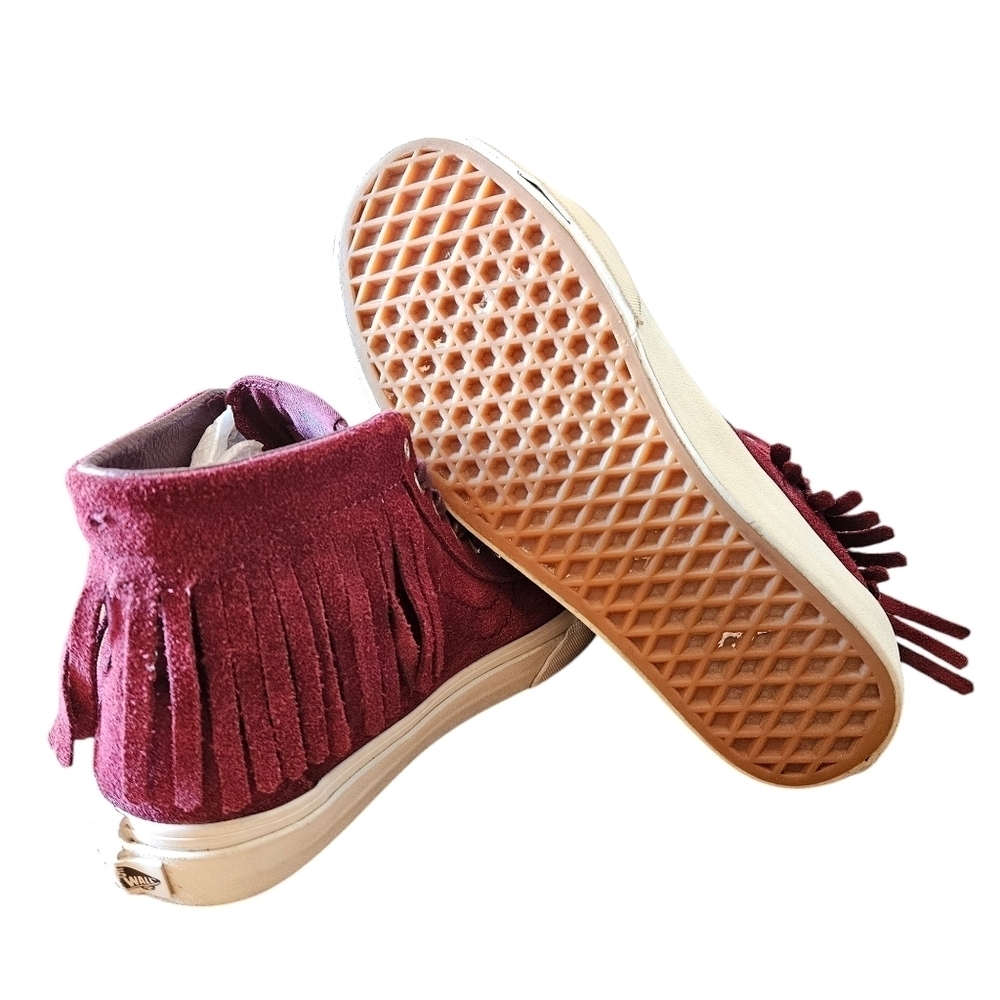 Vans Sk8 HI Mock Suede Womens High Tops Boho Fringe Sneakers Red Berry Size US 8 - Picture 15 of 15